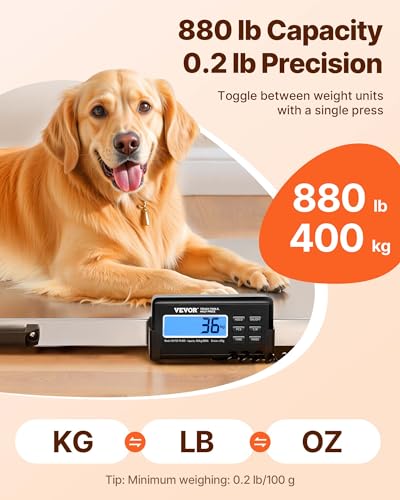 vevor 880lbs x 02lbs livestock scale shipping scales large platform 406x209inch stainless steel vet scale industrial floor scale large animal dog pig scale goat weight scale pet digital scale