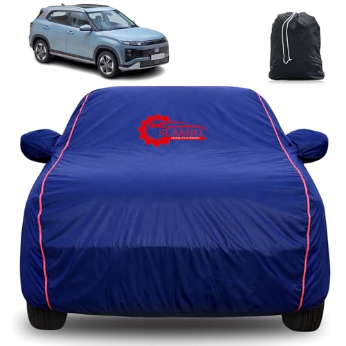 Image of 100% Waterproof Car Cover for Hyundai's Creta EV 2026 | All-Weather, Dustproof & UV Protection | Heavy-Duty 3-Layer Fabric | Custom Fit with Mirror & Antenna Pocket | Navy Blue