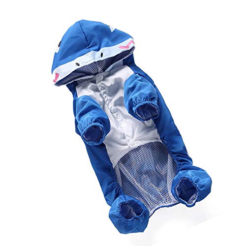 Selmai Dog Raincoat With Hoodies Soft Mesh Elastic Band Four Legs Jumpsuit Outfits For Puppy Pet Cat Apparel Waterproof Rain Jacket Lightweight Outdoor Summer Rain Days Cold Weather Proof Blue Xl #TOP3