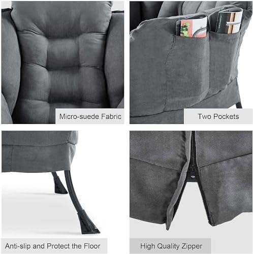 Sillón plegable moderno tela velvet amarillo miniatura 4