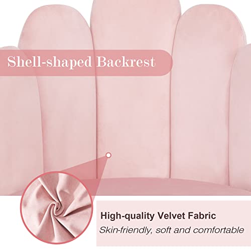 Bowthy Vanity Chair for Makeup Room Vanity Chair with Back Velvet Chair with Gold Legs, Makeup Chair for Bedroom Mid Century Modern Accent Chair for Living Room (Pink) by BOWTHY - Image 5