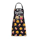 ENSIANTH Tablier « We Go Together Like Hamburger and Fries » - Cadeau idéal pour les amateurs de cuisine, de chef de cuisine, barbecue, barbecue, tablier frites burger, M