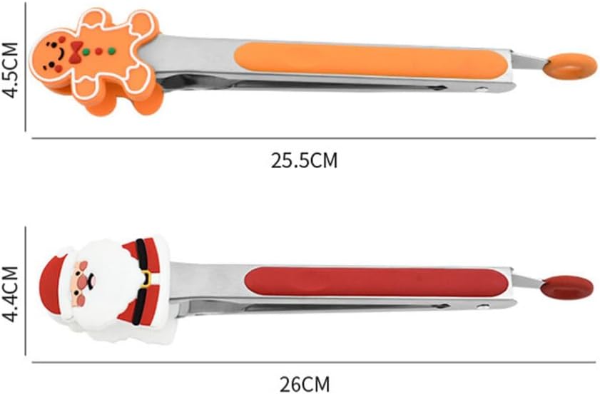 Hemoton Stainless Steel Food Tongs with Silicone Tips 3-Pack Mini Christmas Serving Tongs for Grilling Candy Salad Baking Kitchen Utensils