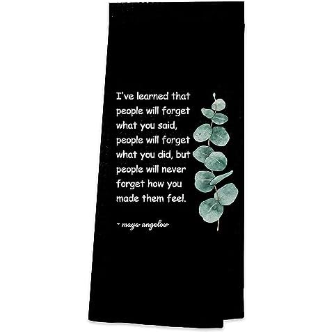 TNUW Quote Kitchen Towels 16″×24″,I've Learned That People Will Forget What You Said Inspirational Quote Soft and Absorbent Kitchen Tea Towel Dish Towels Hand Towels (Black) Cover
