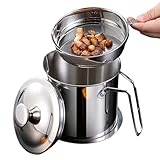 Öltopf – Edelstahlflasche, 2-Liter-Behälter, auslaufsichere Spenderflasche, feinmaschig | Ideal für öl, Kochflüssigkeiten, Braten, Grillen, Grillen, Camping, Zuhause, Restaurant, Apartment, Baue