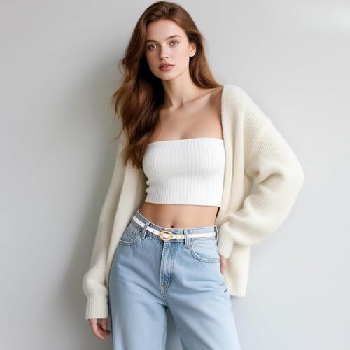 2 Pack Women's Skinny Genuine Leather Belt 0.39" Wide Thin Waist Belt3