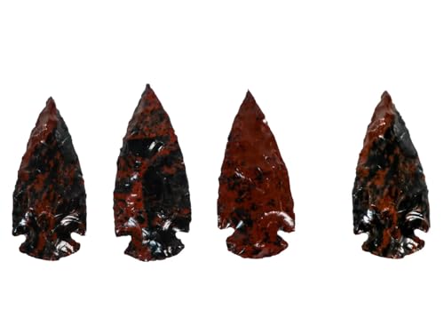 Four (4) Mahogany Obsidian Arrowheads: 2