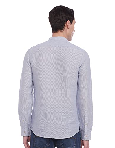 Image of Marks & Spencer Mens Self Design Linen Blend Collared Neck Slim Fit Shirt