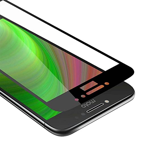 Cadorabo Vidrio Templado Cobertura Completa Compatible con Motorola Moto E4 en Transparente con Negro - Vidrio Protector de Pantalla en dureza 9H con compatibilidad Touch 3D
