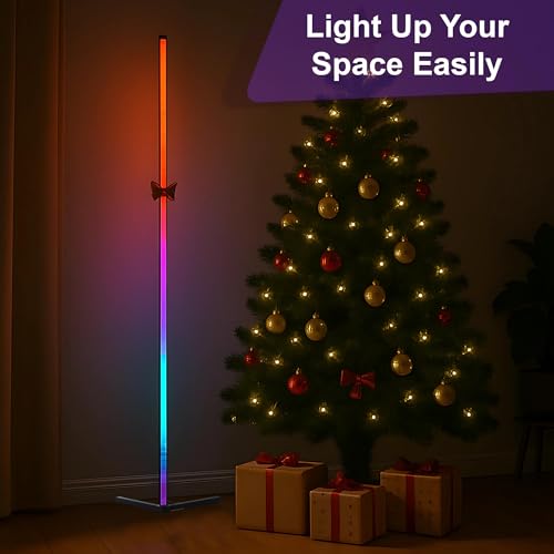 Image of 2 Pack Corner Floor Lamp - 57'' Tall RGB Lamp Modern Mood Lighting with 88 LEDs, Bluetooth App Control, and Sturdy Base for Effortless Setup