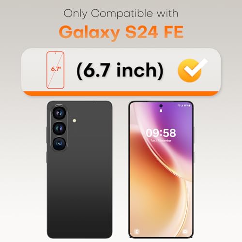 Image of TOCOL for Samsung Galaxy S24 FE Screen Protector | Easy Installation Bubble-Free, 9H+ Tempered Glass, 8FT Military Grade Shatterproof, Anti-Scratch, Case Friendly HD 2 Pack