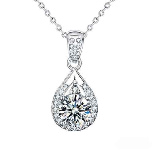14K Gold over S925 Silver Teardrop 3ct Diamond Pendant Necklace,