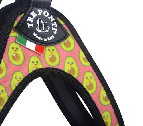 Tre Ponti Geschirr Easy Fit Vibes Avocado Flamingo Click-Verschluss, Farbe:Avocado, Größe:Gr.3.5/46-49cm / bis 9kg