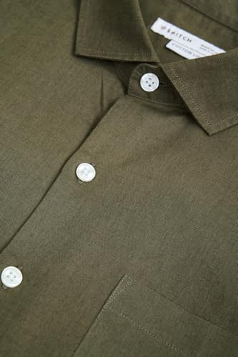 Image of SNITCH Men Casual Shirt | Regular Fit Full Sleeve Spread Collar Solid Pattern | Breathable Cotton Linen Blend & Lightweight Fabric for Summer, Vacation & Smart Casual Wear