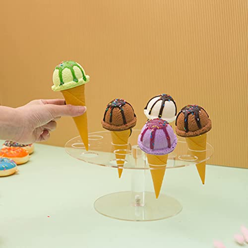 Blbyho 【2 Pack Acrylic Ice Cream Cone Holder Stand, Charcuterie Cone Holder, Sushi Hand Roll Stand Waffle Cupcake Sugar Cone Holder Stand, 14 Holes, Ideal Display Stand For Party, Baking Sell #TOP6
