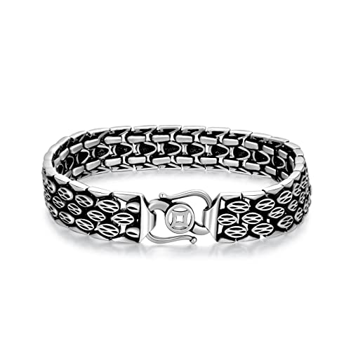 Cekama 925 Sterling Silver Bracelet For Men Women 7 Inch 9Mm Italian Mesh Bracelet Thick Big Link Bracelet Sedusa Link Bracelet Curb-Link Bracelet For Birthday Christmas Valentine's Day Father's Day #TOP9