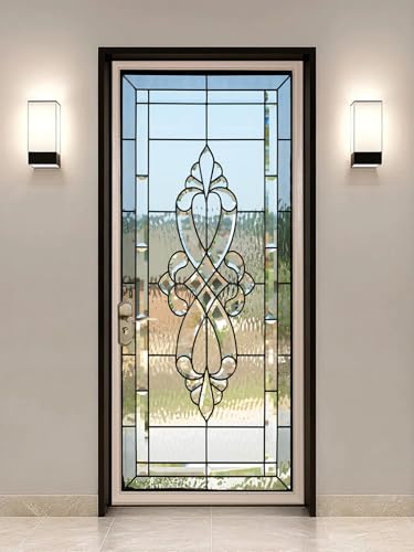 FLFK Vitrail Autocollant Porte Affiche 3D pour Chambre Auto-adhésif Amovible Murale Décoration 77X200cm