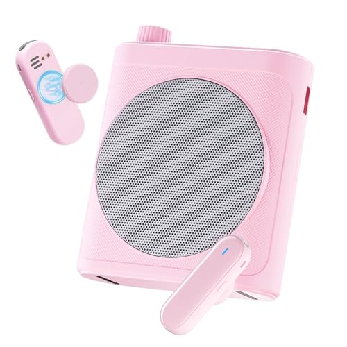 Tearstone Voice Amplifier for Teachers with Wireless Magnetic Lavalier Microphone, Bluetooth Portable Rechargeable Speaker, 2 Mics for Classroom, Meetings, Speeches, Outdoor (Pink)
