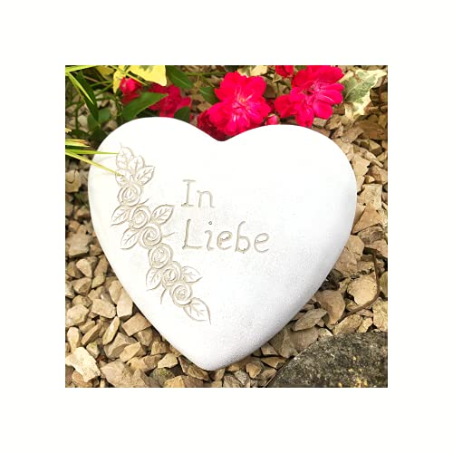 Radami XXL Grabherz Spruch Grabschmuck Grab Herz - In Liebe - ca.1300g