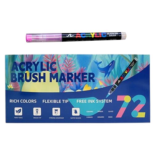 Rotuladores De Pintura Acrílica: Marcadores Con Punta De Pincel , Juego Multicolor Vibrante | Herramientas De Arte Creativo En Capas, Construcción ABS Duradera, Ideal Para Manualidades, Dibujo, E