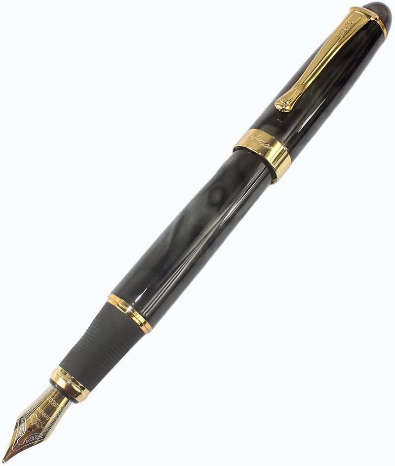 Levin Jinhao X450 Fountain Pen, Gold Trim, Medium Nib, marble brown