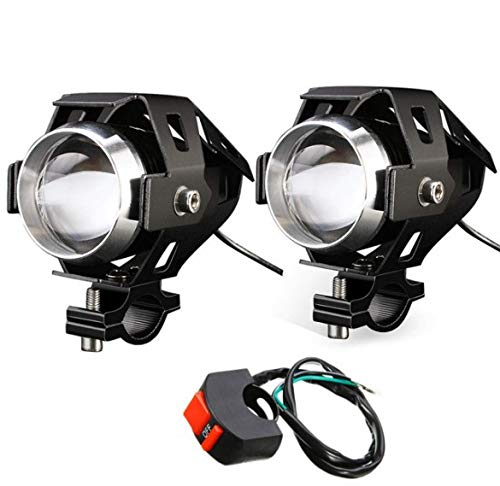 HANEUMotorcycle Headlights with Switch Motorcycle Front Spotlights 2 Piece 125W 3000LM CREE U5 LED Motorcycle Fog Lights with universal 3-button switch