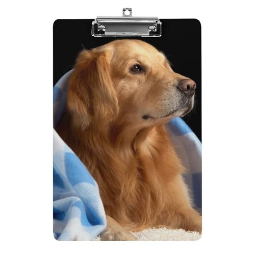 Porte-Formulaires A4 Chien Golden Retriever à Pince Métal Antidérapante