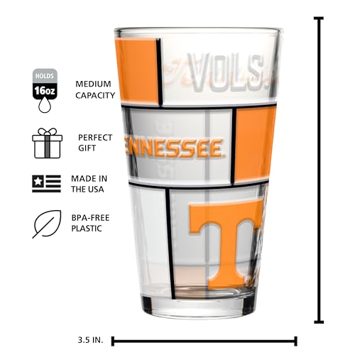 Image of Logo Brands NCAA oz Stained Glass Pint Glass - 3D Embossed Logo & Bold Team Colors - Durable Sports Fan Beer Glass for Home, Bar & Tailgates