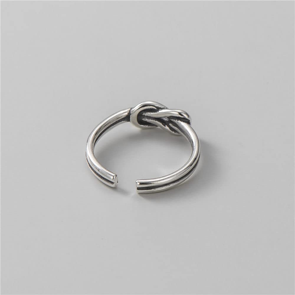 Anelli Estetici, Anello in Argento Sterling 925 Unico Semplice Moda Retro Annodato Doppio Strato Anelli Regolabili Aperti Gioielli Regali per Ragazzo Ragazza Uomo Donna