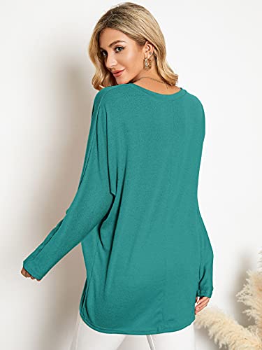 Image of ZANZEA Women's Off The Shoulder Batwing Tops Casual Loose Oversized Tshirts Long Sleeve Fall Pullover Sweater Tops