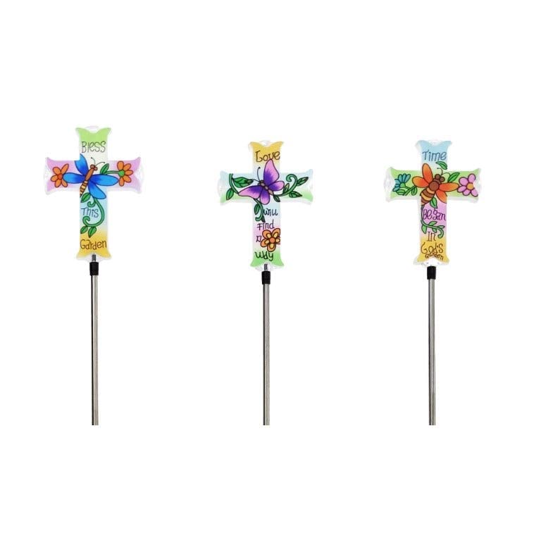 Croix solaire à motif floral Alpine Corporation pour illuminer vos allées