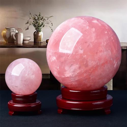 Sphère en quartz rose authentique taillée dans un bloc de cristal brut - 5