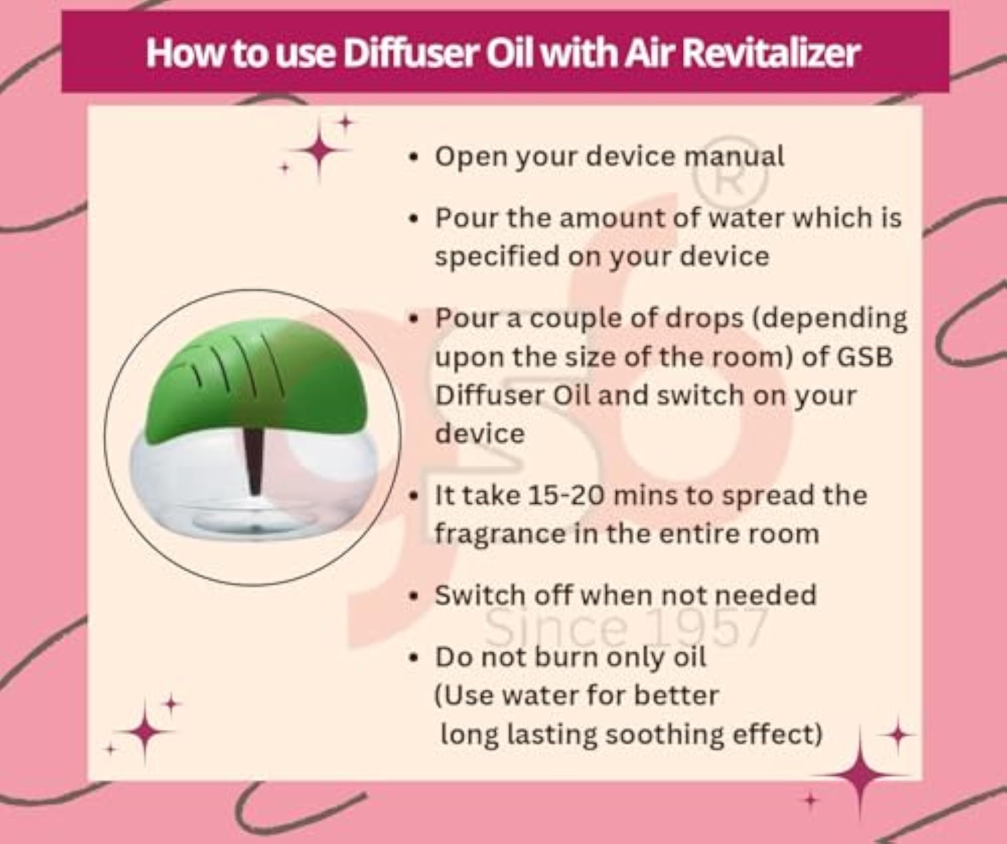GSB Kesar Diffuser Oil for Reed Diffuser, Candle Burner, Humidifier