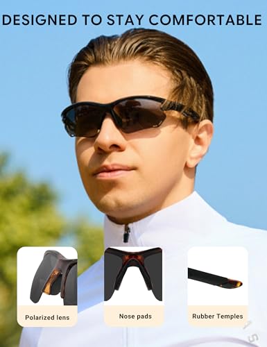 Image of BIRCEN Polarized Mens Sunglasses for Driving: TR90 UV Protection Sunglasses Lightweight Sport Shades for Fishing Golf Trip