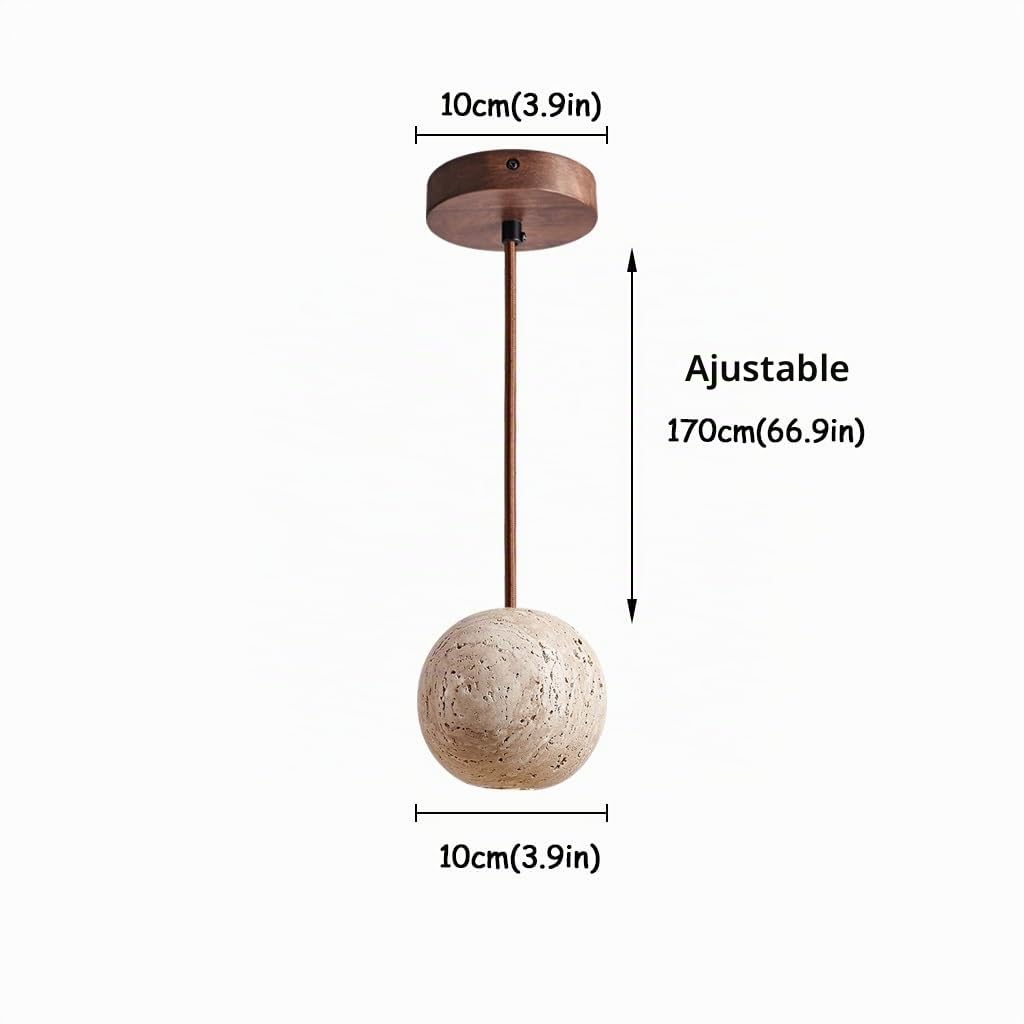 YUPIN Lámpara Colgante Redonda De Travertino Wabi-sabi Lámpara Colgante De Cabecera De Piedra Natural Japonés Lámpara De Araña Creativa Nórdica De Piedra G4 Para Dormitorio Cocina Sala De Estar(Ax2)