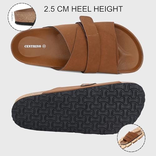 Image of Centrino Mens Cushion Sliders /Slippers| | Open Toe Design |Berkin-Style Slip-On Sandals | Lightweight & Comfortable | Arch Support | On-Grip Sole | Casual Outdoor Wear (6865)