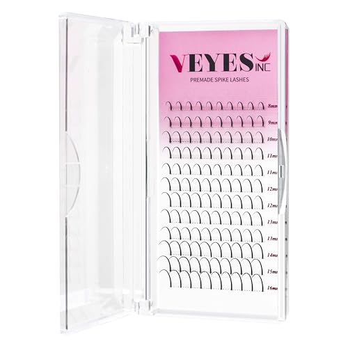 VEYES INC Spikes Lash Extensions, Premium Eyelashes Tray, Professional Supplies for Lash Techs 0.07C Curl 8-16mm Mixed Length Matte Black