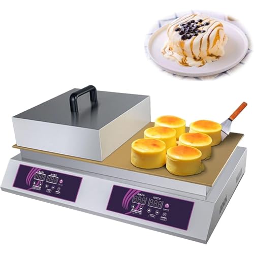 Plancha eléctrica de cobre de 2600W para pancakes y soufflé, parrilla de acero inoxidable con placa de cobre antiadherente para panqueques y crepas perfectamente esponjosos, ideal para cocinar en cas