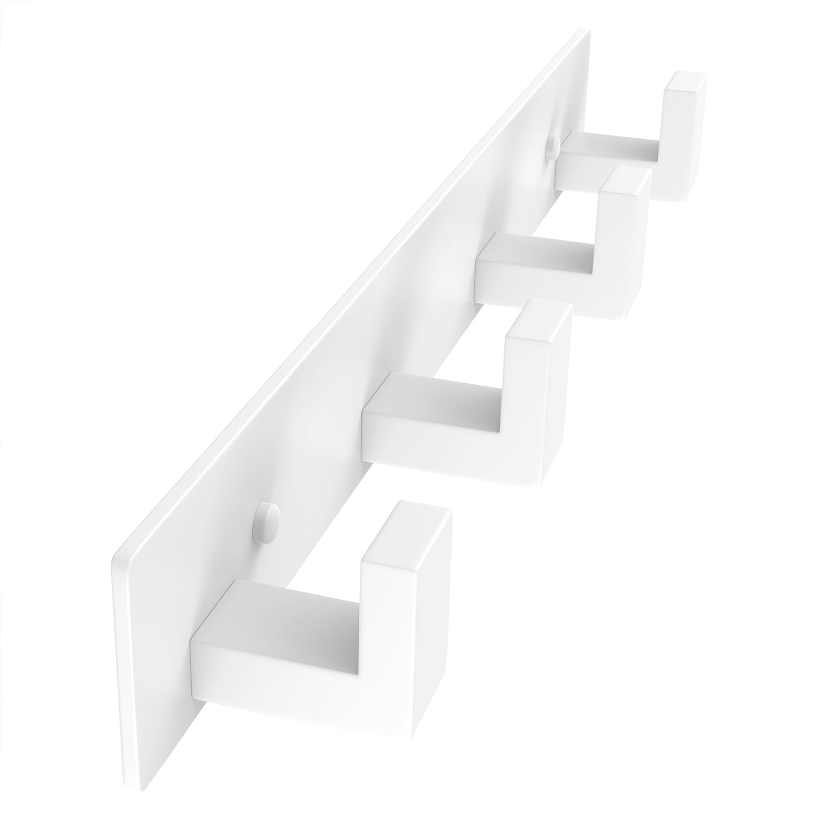 PMMASTO Stainless Steel Wall Coat Rack, White- 4 Hooks, 1 Pack, L Shape