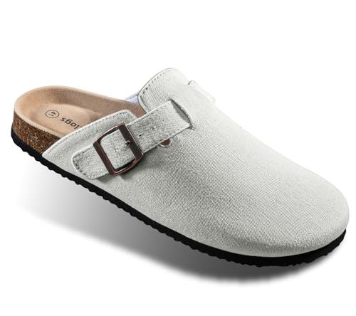 Image of BULLIANT Women Clogs-Fleece-Lined Suede Mules Slippers Nurse Shoes Unisex-Memory Foam Arch Support Cork-Footbed