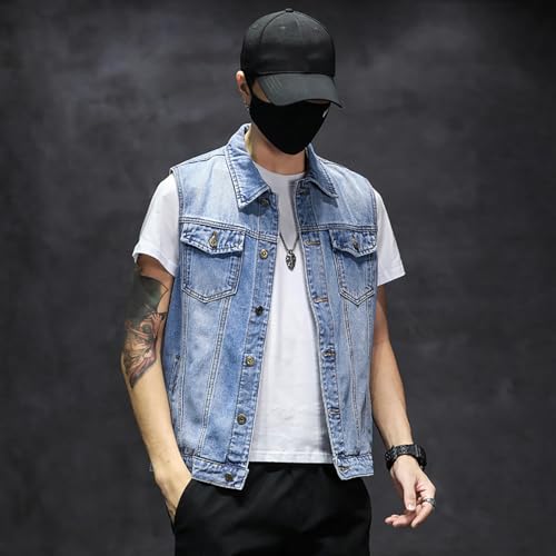 Veste sans manches en jean style décontracté automne ample - 2