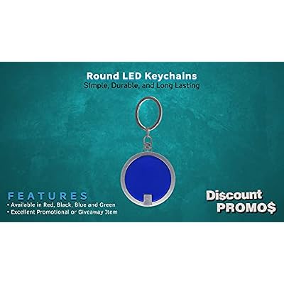 DISCOUNT PROMOS 10 Round LED Keychains - Battery included, Plastic - Blue
