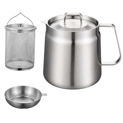 Freidora De Grasa Profunda, Olla De Acero Inoxidable Con Cesta Con Tapa De Filtro Y Cesta Para Freír, Recipiente De Grasa De Tocino Con Olla Colador Para Almacenar Grasa De Freír Y Cocinar Freidora De Grasa Profunda, Olla De Acero Inoxidable Con Cesta Con Tapa De Filtro Y Cesta Para Freír, Recipiente De Grasa De Tocino Con Olla Colador Para Almacenar Grasa De Freír Y Cocinar