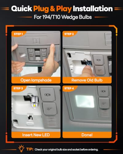 Image of 15PCS 194 LED Bulbs, T10 168 2825 W5W LED Replacement Bulbs, 6500K White