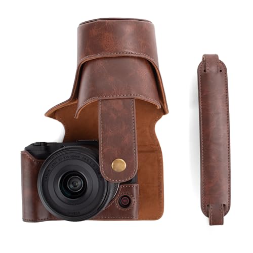 Funda para cámara Canon EOS R50 V cuero PU Coffee miniatura 1