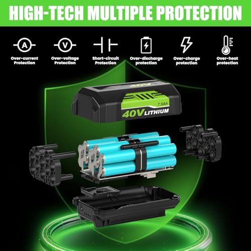 Image of 2Pack 7500mAh Replacement 40V Batteries for Ryobi 40V Battery Compatible with Ryobi 40Volt Battery OP40261 OP40404 OP40501 OP40602 OP4075A Power Tools