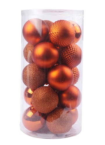 YYCRAFT 12ct Christmas Ball Ornaments 8CM for Xmas Tree Christmas Decorations Shatterproof Hooks Included (Orange, L)