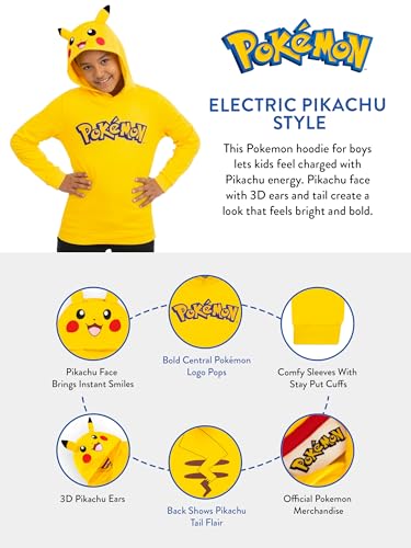 Sweat Pikachu pour garçon en coton avec oreilles 3D