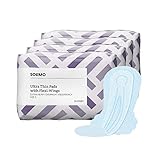 Amazon Brand - Solimo Ultra Thin Pads with Flexi-Wings, Extra Heavy Overnight Absorbency, Unscented, Size 5, 96 Count