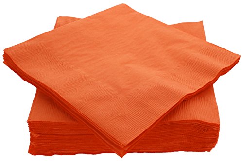 Amcrate Big Party Pack 40 Count Orange Dinner Napkins Tableware- Ideal for Wedding Party Birthday Dinner Lunch Cocktails. (7 x 7)
